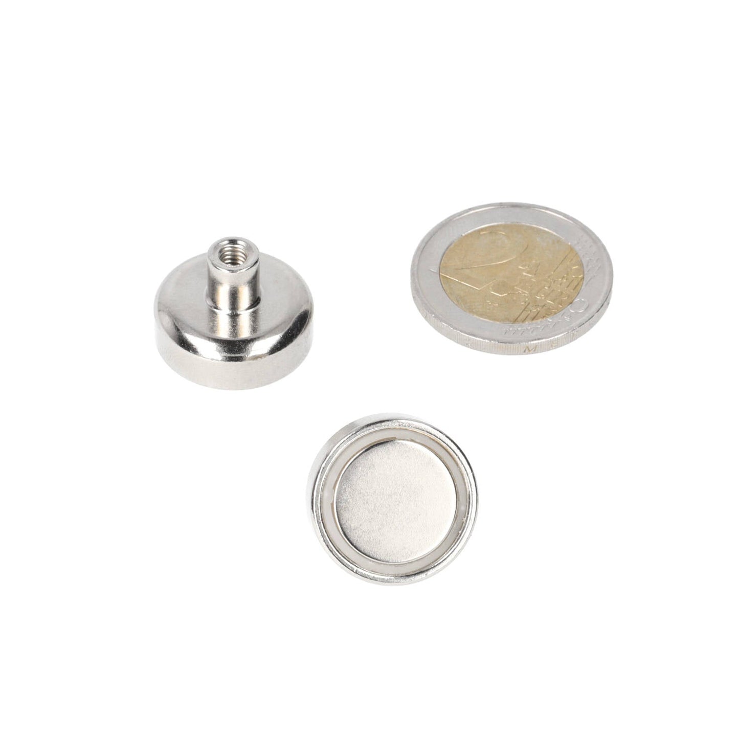 Neodymium Potmagneet Ø20 x 6 mm N40 NiCuNi draadbus M4 - Magnetenspecialist Import & Export B.V.