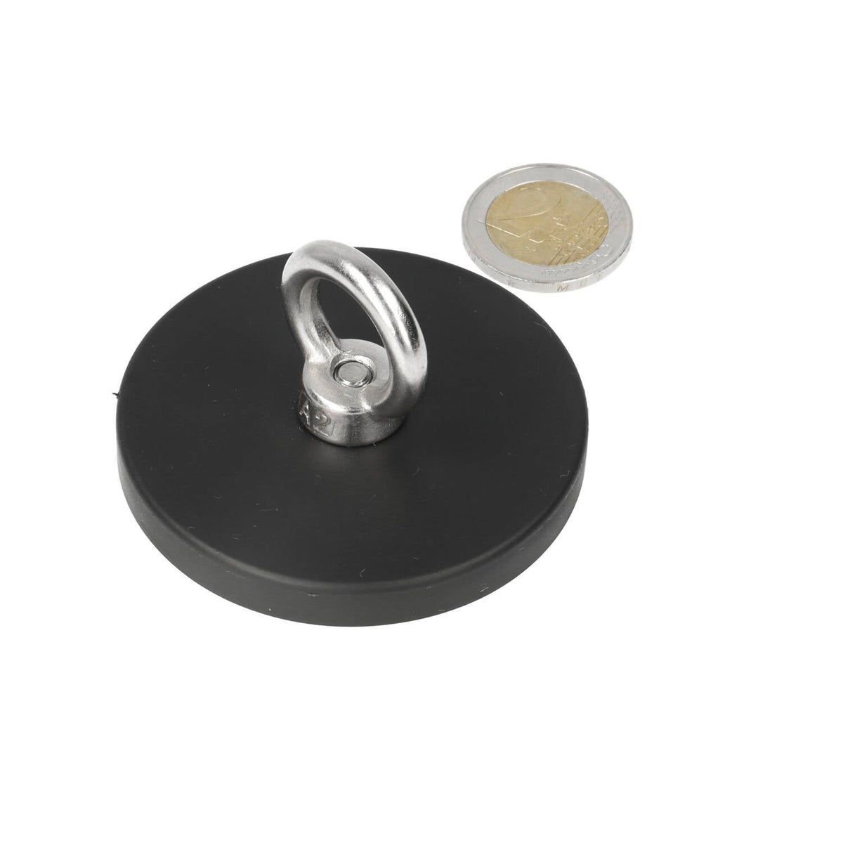 Neodymium Rubber Oogmagneet Ø66 mm N40 RVS Oog - Magnetenspecialist Import & Export B.V.
