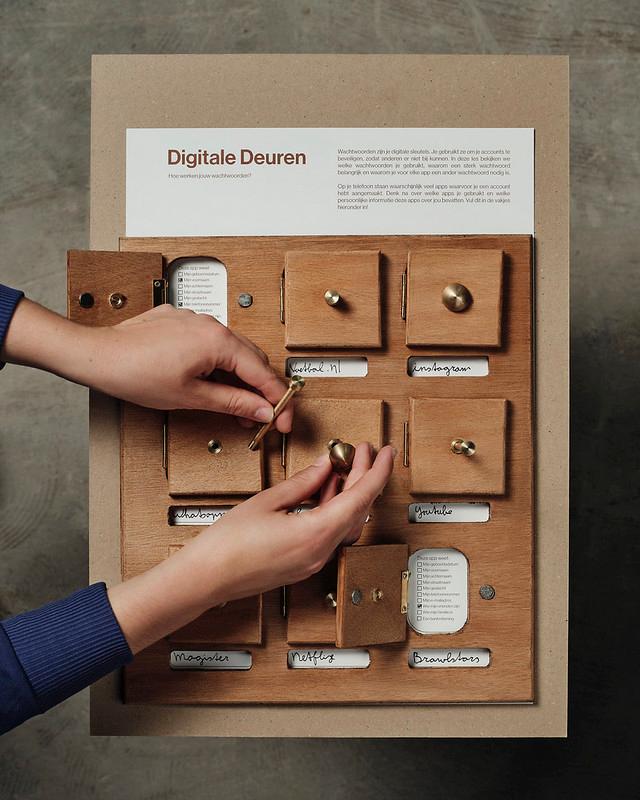 Digitale Deuren: houten lesbord met magnetische deurtjes