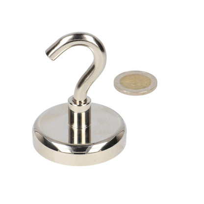 Neodym Hakenmagnet Ø50 x 12 mm N40 Stahltopf NiCuNi