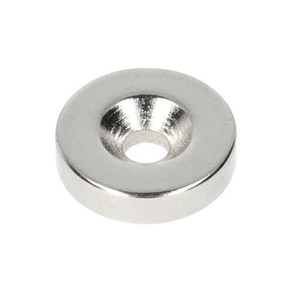 Neodym-Ringmagnet Ø15 x Ø8,1 x 4 mm N35 NiCuNi mit Bohr-/Senkloch Nordpol