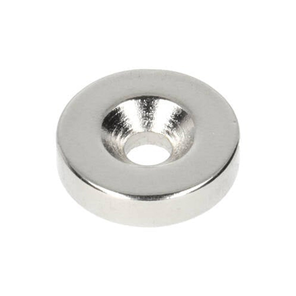 Neodym Ringmagnet Ø16 x Ø8,1 x 4 mm N35 NiCuNi mit Bohr-/Senkloch Südpol