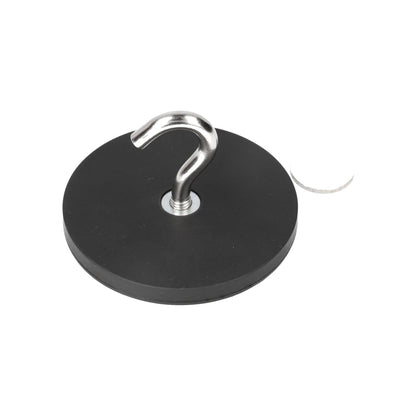 Neodym Hakenmagnet Ø88 x 8 mm N40 Stahltopf gummiummantelt M8