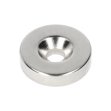 Neodym Ringmagnet Ø20 x Ø9,8 x 5 mm N35 NiCuNi mit Bohr-/Senkloch Südpol