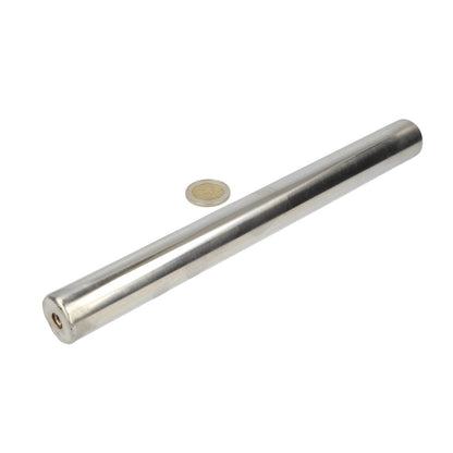 Filtermagneet Neodymium RVS Ø25 × 300 mm N42 diametraal 2× binnendraad M8 Coating NiCuNi - Magnetenspecialist Import & Export B.V.