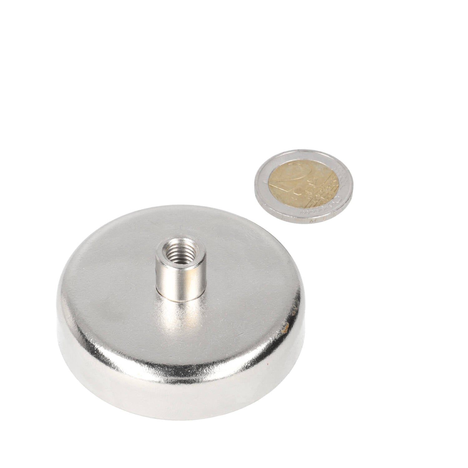 Neodymium Haakmagneet Ø 60 x 18 mm N40 stalen pot NiCuNi - Magnetenspecialist Import & Export B.V.