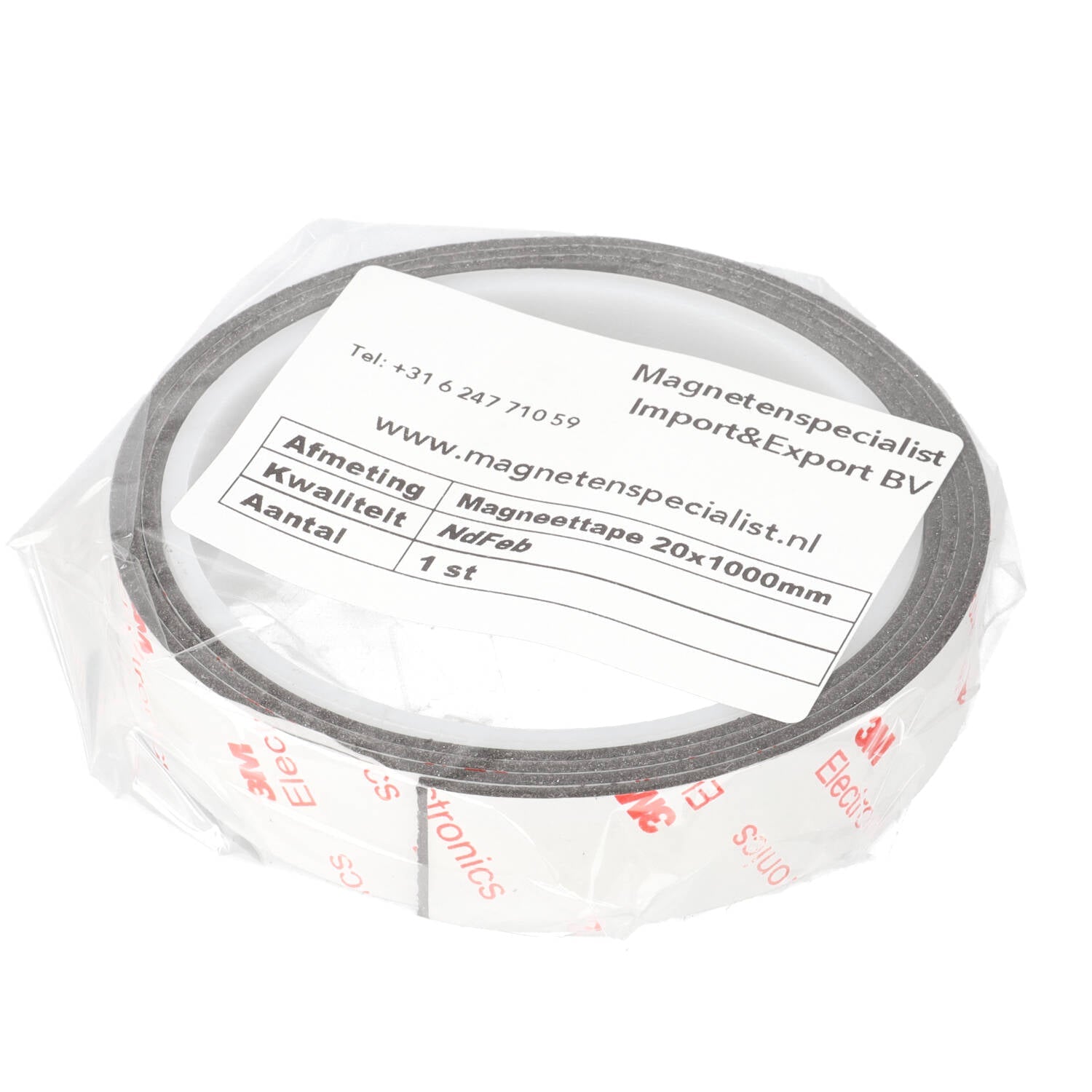 Neodymium Magneetband 20 x 1000 mm N48 Zelfklevend - Magnetenspecialist Import & Export B.V.