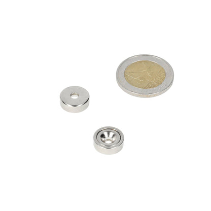 Neodymium Potmagneet Ø13 x 4,5 mm N40 NiCuNi boor-/verzinkgat - Magnetenspecialist Import & Export B.V.