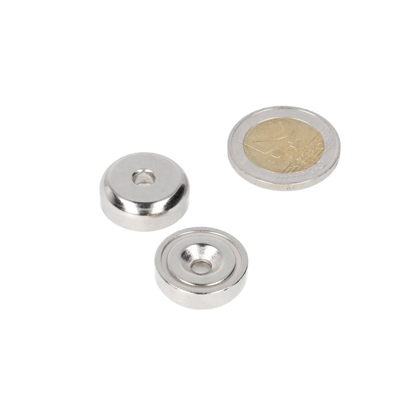 Neodymium Potmagneet Ø20 x 6 mm N40 NiCuNi boor-/verzinkgat - Magnetenspecialist Import & Export B.V.