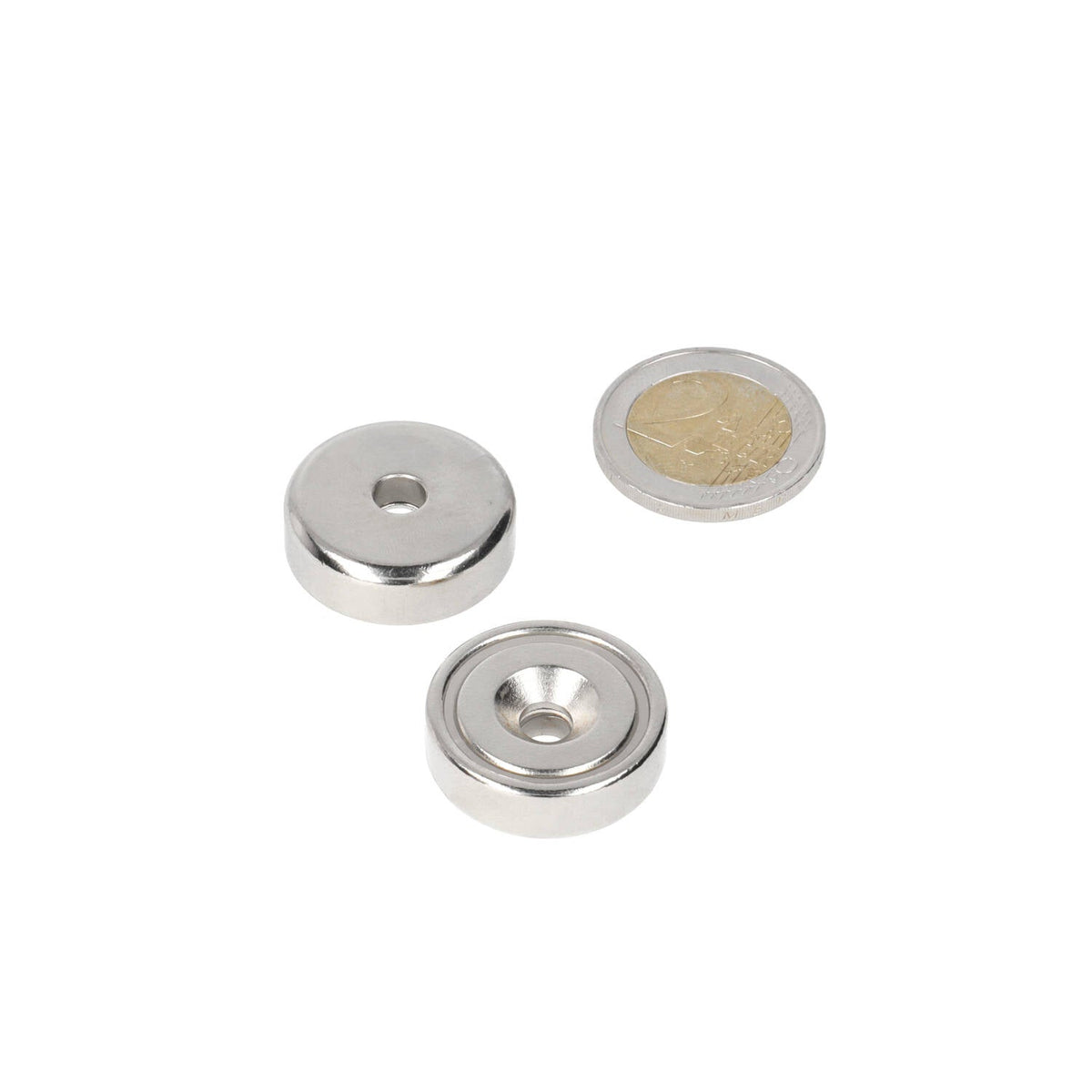 Neodymium Potmagneet Ø25 x 8 x 5,5 mm N40 NiCuNi boor-/verzinkgat - Magnetenspecialist Import & Export B.V.