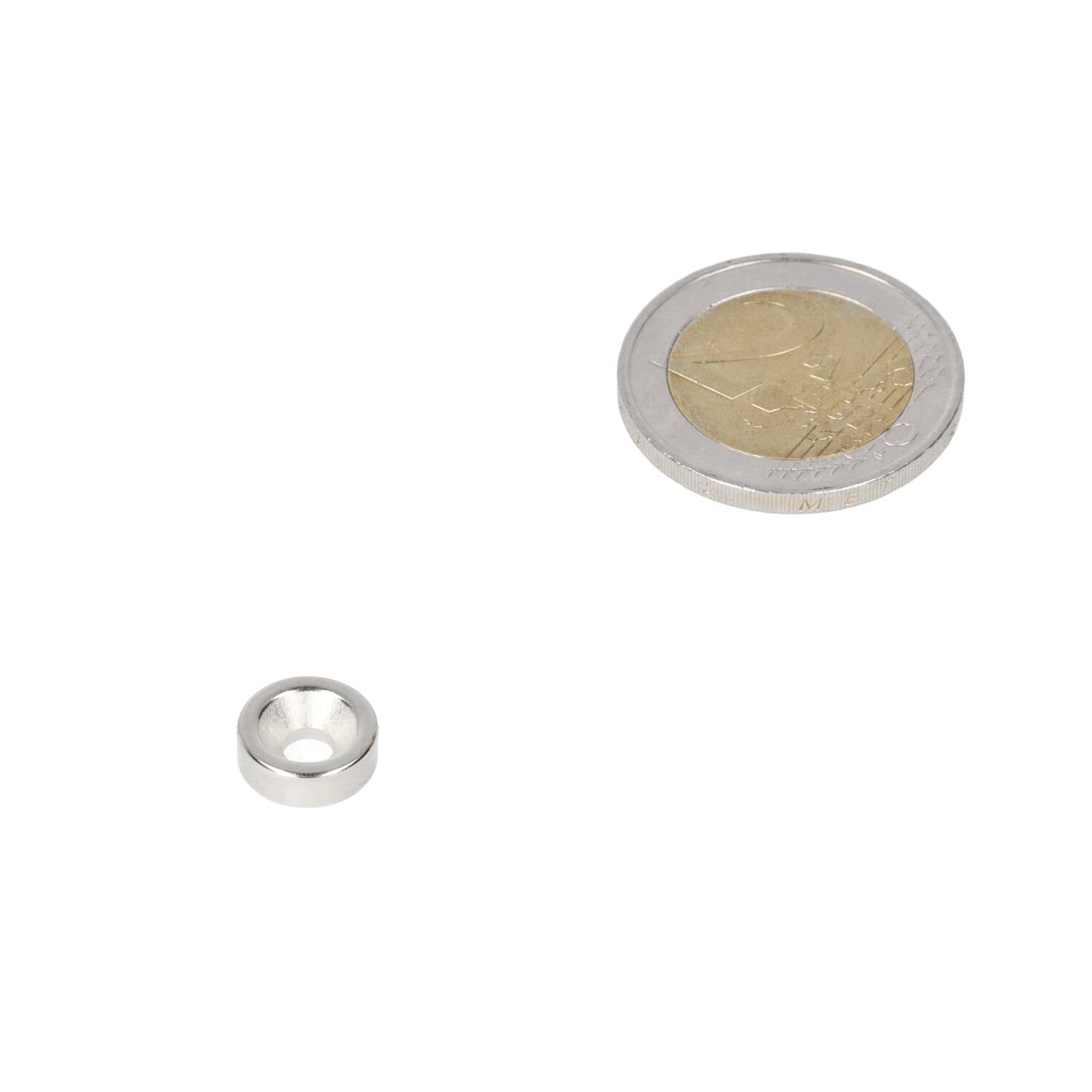 Neodymium Ringmagneet Ø10 x Ø7,1 x 3,5 mm N35 NiCuNi met boor-/verzinkgat Noordpool - Magnetenspecialist Import & Export B.V.
