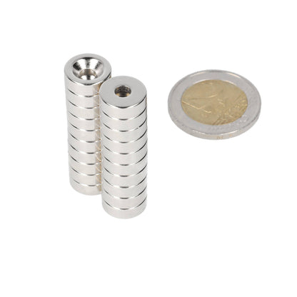 Neodymium Ringmagneet Ø14 x Ø8,1 x 3 mm N35 NiCuNi met boor-/verzinkgat Zuidpool - Magnetenspecialist Import & Export B.V.