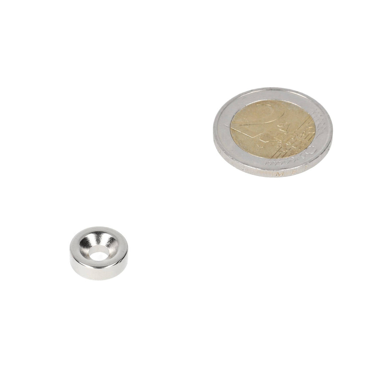 Neodymium Ringmagneet Ø14 x Ø8,1 x 3 mm N35 NiCuNi met boor-/verzinkgat Zuidpool - Magnetenspecialist Import & Export B.V.