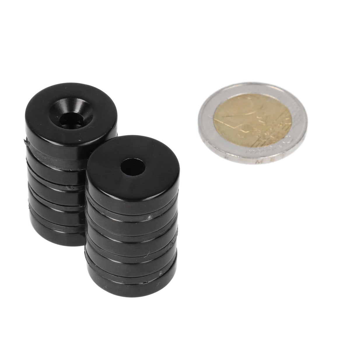 Neodymium Ringmagneet Ø20 x Ø9,8 x 5,1 mm N35 Epoxy met boor-/verzinkgat Zuidpool - Magnetenspecialist Import & Export B.V.