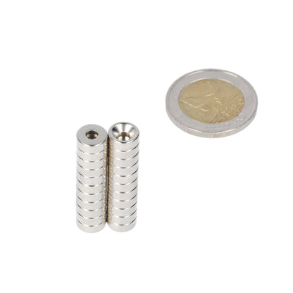 Neodymium Ringmagneet Ø8 x Ø6 x 3 mm N35 NiCuNi met boor-/verzinkgat Noordpool - Magnetenspecialist Import & Export B.V.