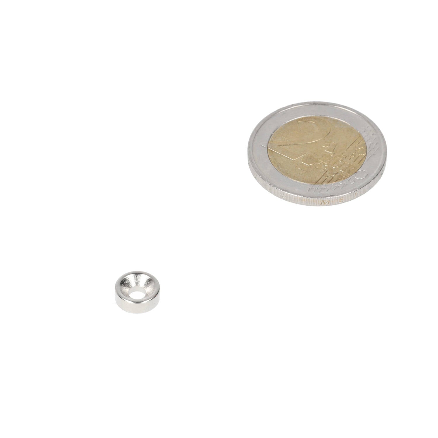 Neodymium Ringmagneet Ø8 x Ø6 x 3 mm N35 NiCuNi met boor-/verzinkgat Noordpool - Magnetenspecialist Import & Export B.V.