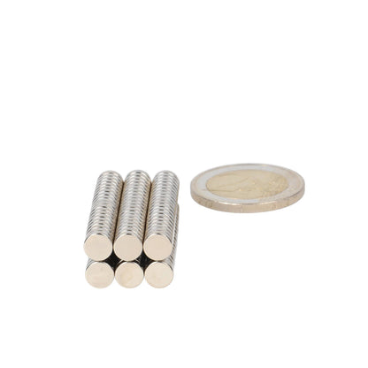 Neodymium Schijfmagneet Ø6 x 2 mm N48 NiCuNi - Magnetenspecialist Import & Export B.V.