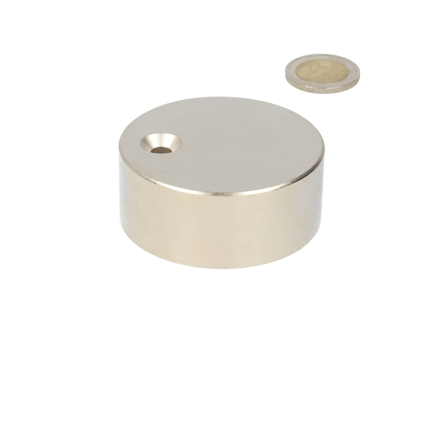 Neodymium Schijfmagneet Ø60 x 25 mm N48 NiCuNi met met boor-/verzinkgat - Magnetenspecialist Import & Export B.V.
