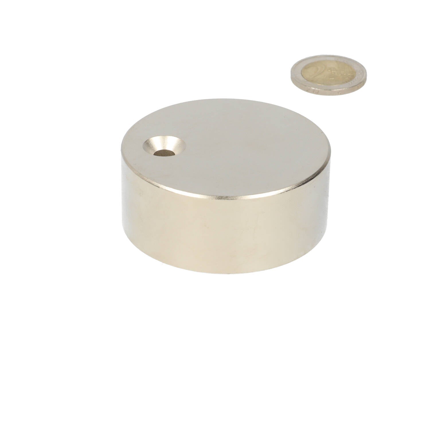 Neodymium Schijfmagneet Ø60 x 25 mm N48 NiCuNi met met boor-/verzinkgat - Magnetenspecialist Import & Export B.V.