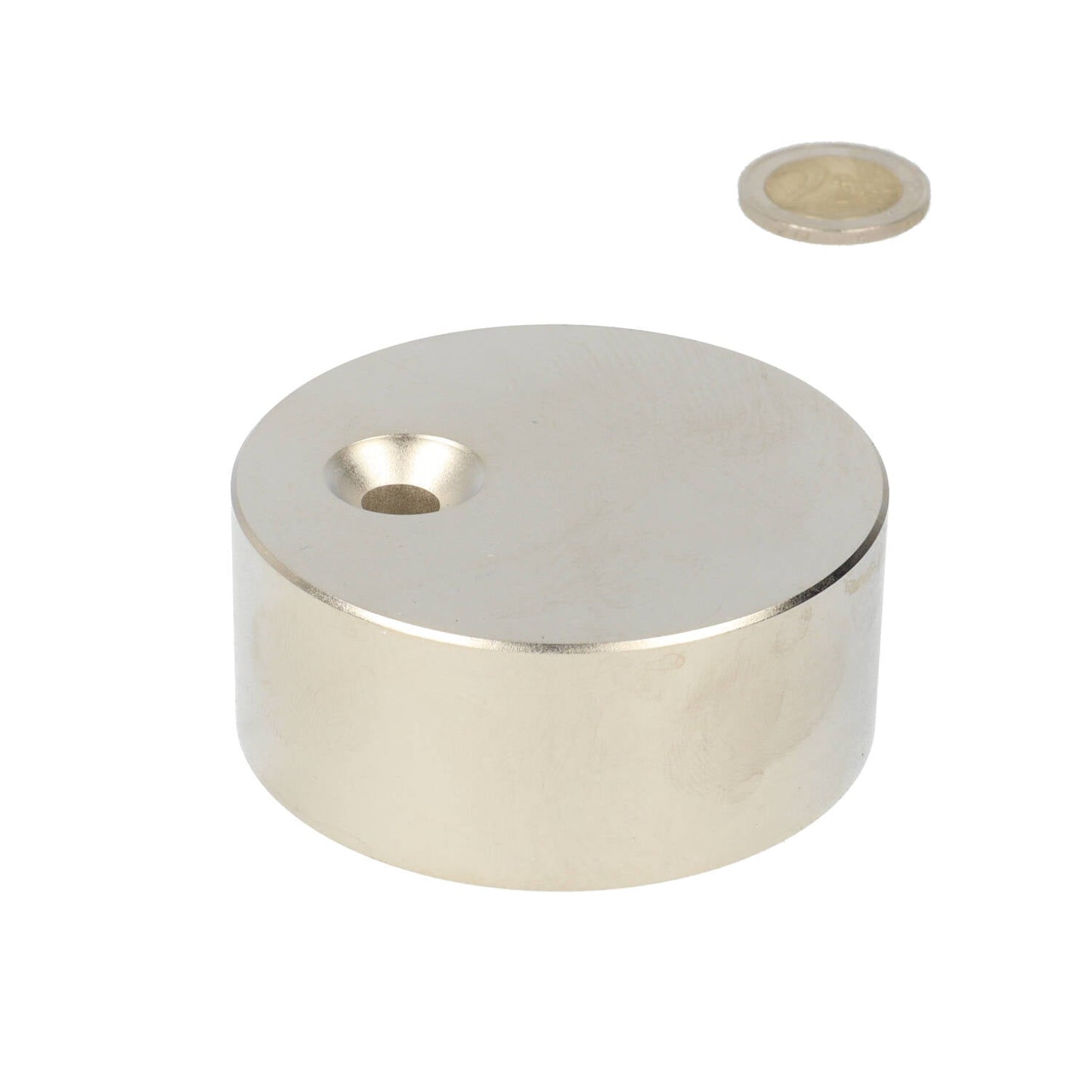 Neodymium Schijfmagneet Ø70 x 30 mm N48 NiCuNi met met boor-/verzinkgat - Magnetenspecialist Import & Export B.V.