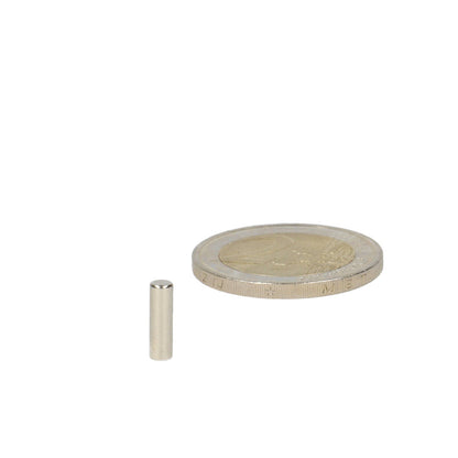 Neodymium Staafmagneet Ø3 x 10 mm N50 NiCuNi - Magnetenspecialist Import & Export B.V.